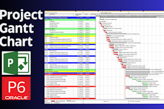design microsoft excel project, schedule, gantt chart timeline using primavera