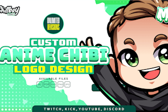 design logo cute anime mascot chibi character for youtube