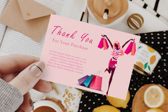 design amazon thank you card, product insert card, package insert card