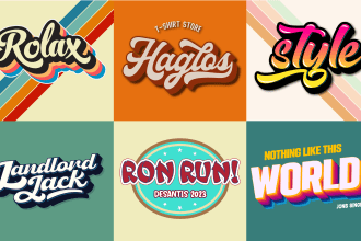 70s vintage hand lettering typography font logo and t shirt