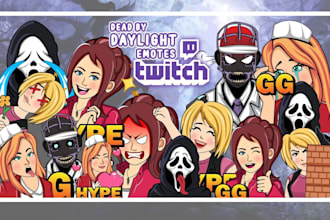 design custom twitch emotes, animated emotes, badges and twitch panels