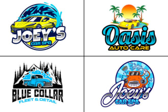 automobile car detailing cleaning wash spa business logo design