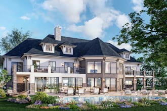 do 3d model of interior exterior design and render