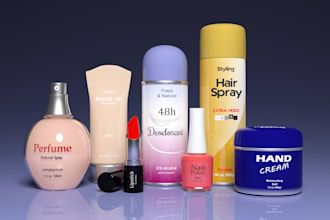 design realistic 3d digital product mockups, labels or packaging in photoshop