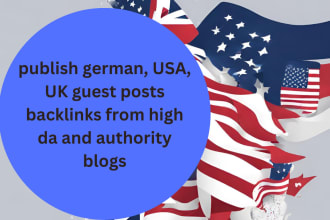 publish german, USA, UK guest posts backlinks from high da and authority blogs