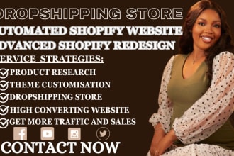 setup shopify website, shopify store, redesign, design, shopify dropshipping