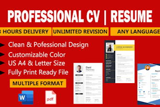 perform professional resume design and CV design