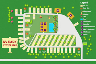 design a professional rv park and campground map for the website and print