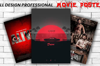 design creative movie posters, banners design,party poster