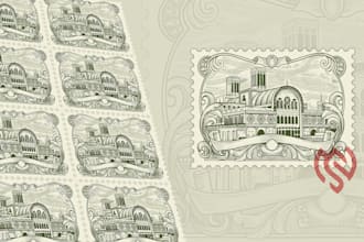 make engraving postage illustration for you