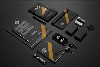 design logo, business card, letterhead, company branding, and stationery