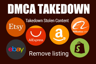 takedown copyright infringing content on shopify, etsy, ebay, amazon under dmca