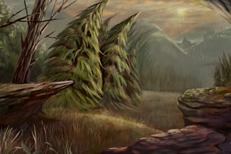 draw an environment or interior in any style