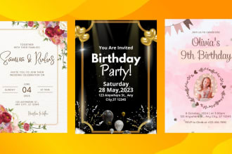 create party wedding birthday invitation card design with illustrator
