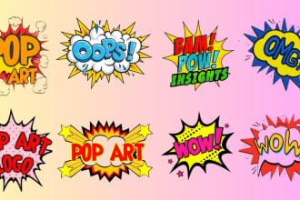 design comic text, comic logo, words, pop art, and slogan