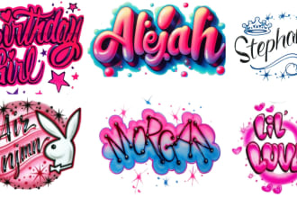 do professional 80s 90s airbrush logo