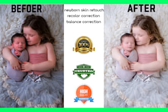 newborn skin retouch, recolor correction,  balance correction