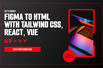 design HTML, vue, react layout from figma, xd, image or pdf