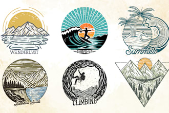 draw summer outdoor adventure vintage style t shirt design