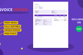 provide professional letterhead, price list, rate list, design invoice template