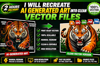 recreate ai generated image, fix flaws and logo to vector