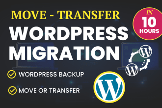 backup migrate transfer or move wordpress in 10 hours