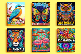 design unique adult coloring book and activity book, pages for amazon KDP