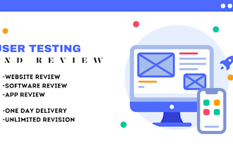 do user testing, website testing, app review, website review and app testing