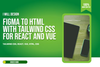 design website with tailwind css, vue, react from figma, psd