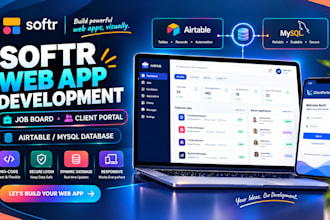 softr job website client portal softr webapp with airtable mysql database layout