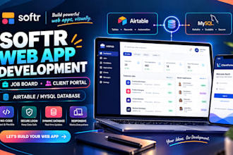 softr job website client portal softr webapp with airtable mysql database layout