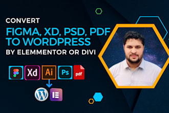 convert figma to wordpress, PDF to wordpress, design to elementor, div