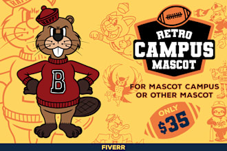 draw college university sport club mascot in retro style