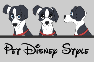 disney style cartoon portrait of your dog
