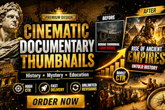 design cinematic documentary and history thumbnails