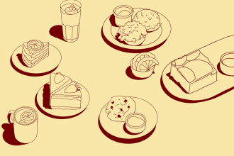 create line art ilustration for website, magazine, poster, menu and book