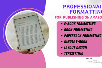 format your book for kindle direct publishing KDP and epub