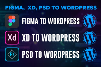 convert figma, PSD, xd to wordpress website by using elementor