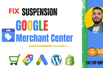 setup, reactive gmc, fix google merchant center suspension or misrepresentation
