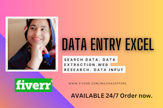do web research, data entry excel, data input and  scraping