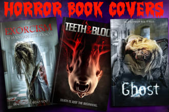 design horror book cover, ebook cover and kdp cover in just 3 hrs