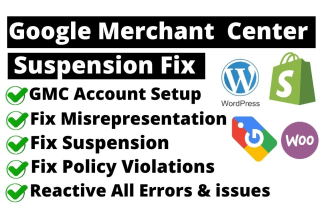 fix google merchant center suspension, misrepresentation