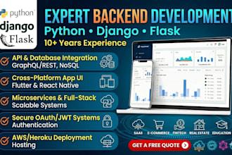 develop mobile apps backend in python django, flask with UI in flutter or react