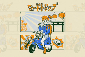 create retro japanese pop art for you