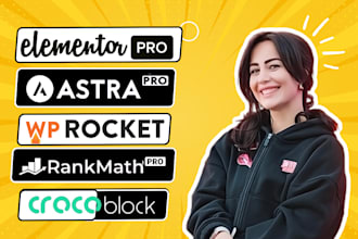install elementor pro, astra pro, rankmath pro, wp rocket and crocoblock