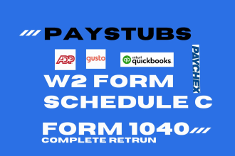 do paystub, check stub, w2,  1099 and 1040