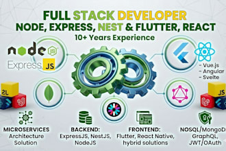 develop mobile apps backend in node expressjs, nestjs with UI in flutter, react