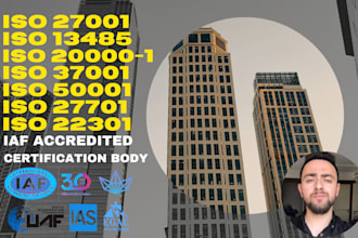 provide iaf accredited iso  27001, 13485, 20 000, 37001 certifications