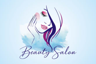 design hair, beauty, salon and feminine watercolor  logo