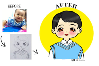 draw cute illustration portrait of your pictures in 1 day